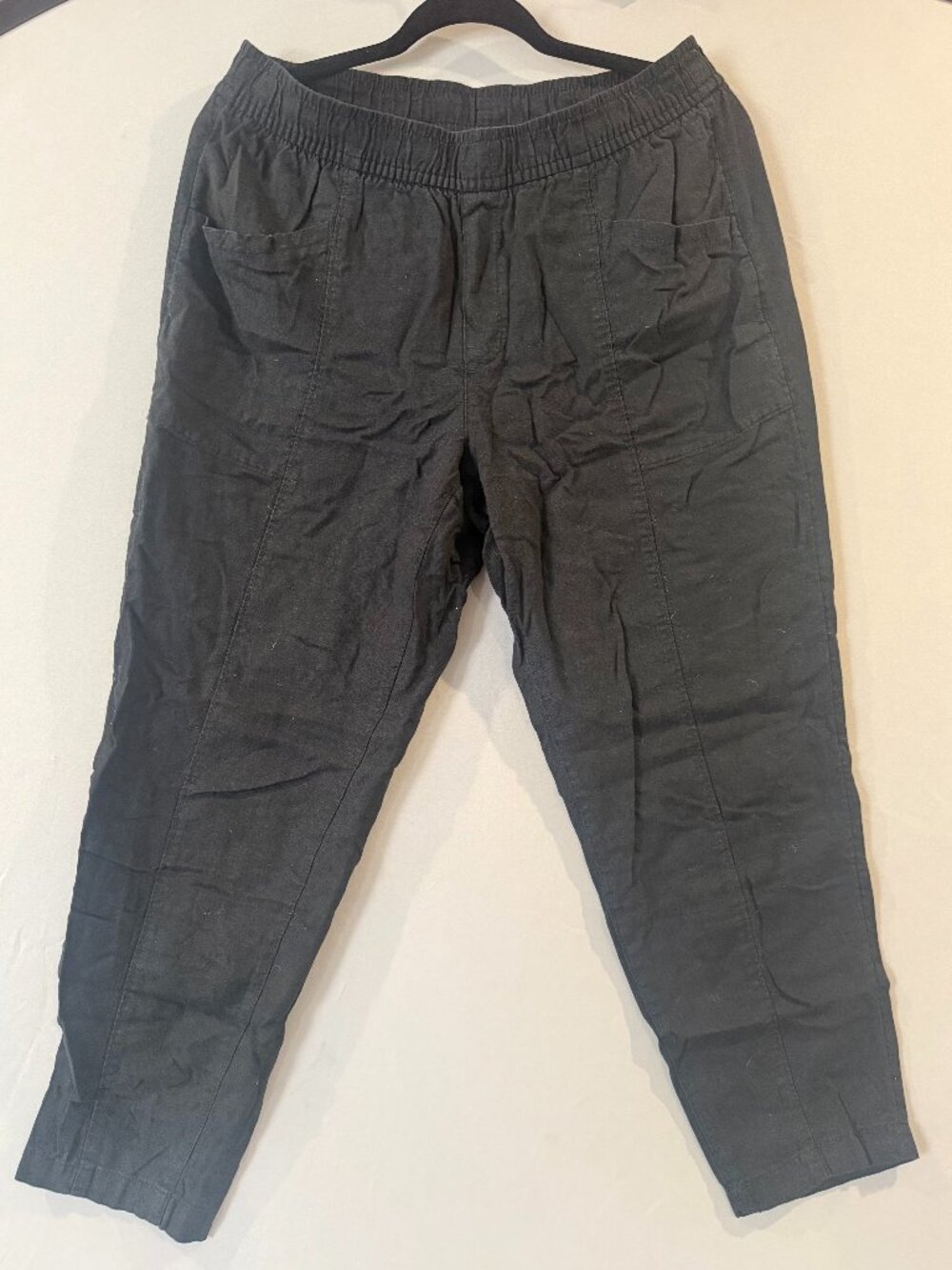 Old Navy High Rise Tapered Linen Blend Pants Black